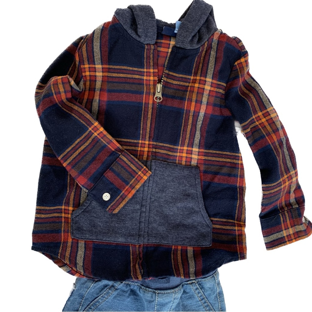 Andy & Evan Zip-up Hooded Flannel Shirt